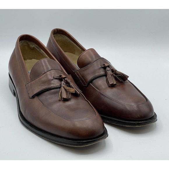 Johnston & Murphy Brown Leather Moc-Toe Tassel Slip On Loafer Men's 9 M 15-0746 - Picture 1 of 10